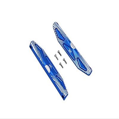 GPM For Traxxas HOSS 4X4 VXL 90076-4 Aluminum Chassis Side Bars (Silver Inlay Version) - 6Pc Set Blue
