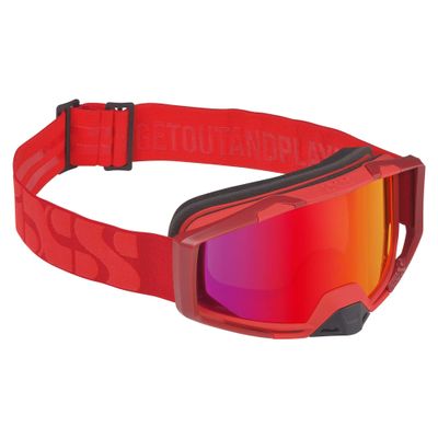 IXS Trigger+ Goggle Trigger Racing Red/Mirror Crimpson Low Profile Lens, 2ply Foam, Roll-Off/Tear-Off Compatibility, 40mm Elastic Strap, Unobstructed Pereferal Vision (178x78)