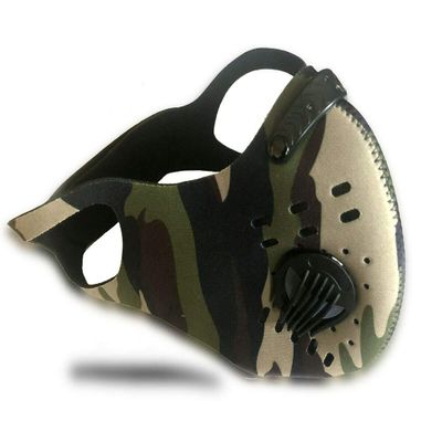 iFightCV Neoprene Sport Mask with Dual Air Valves, Earloops and Replaceable Filter (Camo)