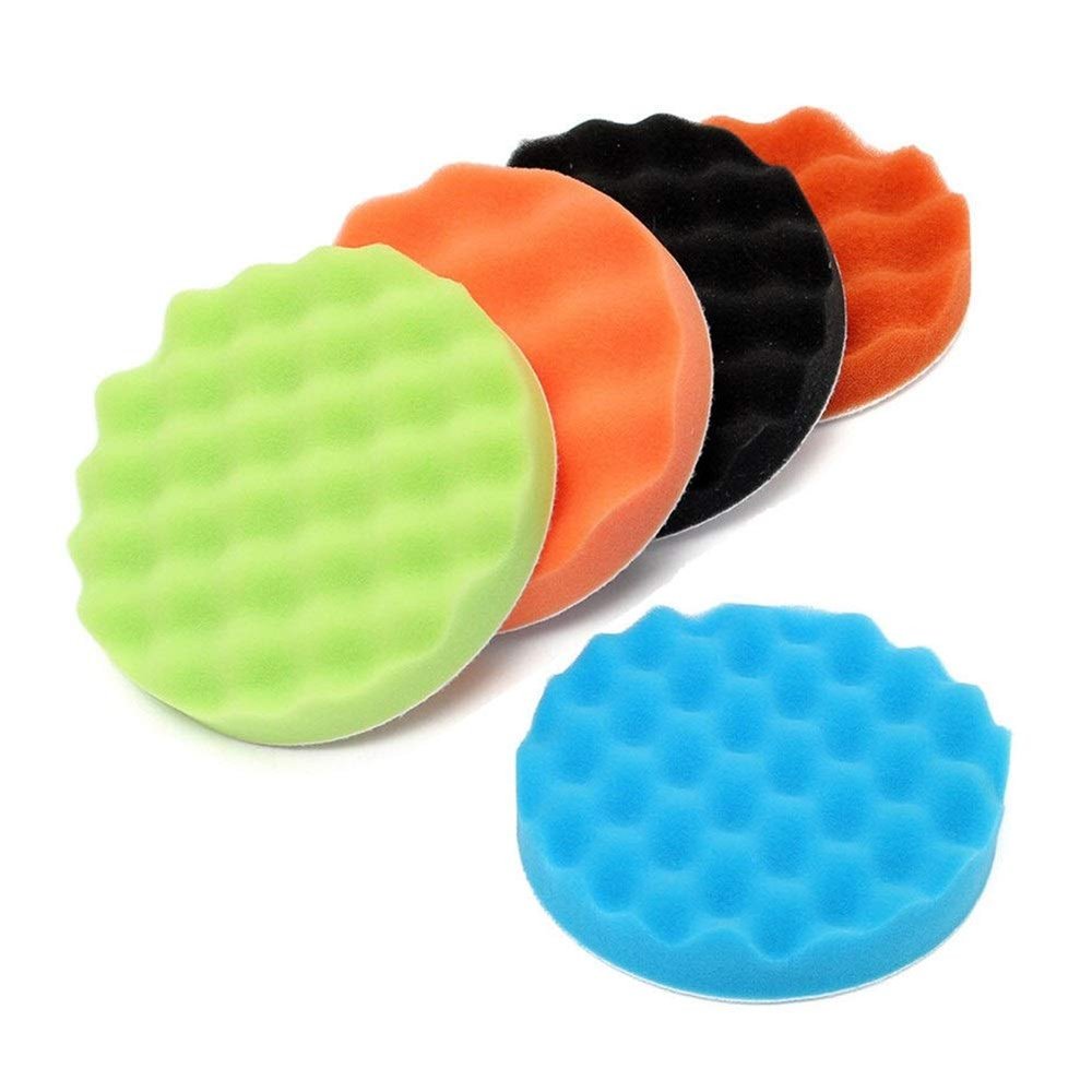 Xuulan Xianglaa-Good polishing Pads, 5pcs/Set Buffing Sponge Polishing Pad, 6 Inch 150mm Hand Tool Kit, for Car Polisher Wax Buffer, Adapter for Car Care Polisher