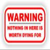 1x Nothing In Here Is Worth Dying For Funny Warning Vinyl Waterproof Sticker - 15cm / 5.9inches view 1