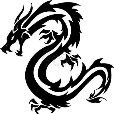 Roseville Decals Tribal Dragon Vinyl Decal Sticker for Home Office Decor Vehicle Window Sign Size- [6 inch] / [15 cm] Tall and Color- Gloss White