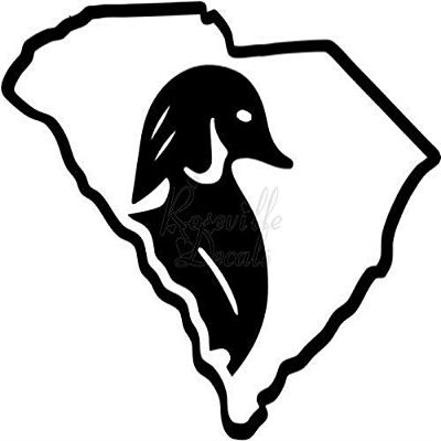 Roseville Decals South Carolina State Duck Hunting Vinyl Decal Sticker for Home Office Decor Vehicle Window Sign Size- [6 inch] / [15 cm] Wide Color- Gloss White