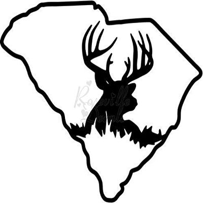 Roseville Decals South Carolina State Deer Hunting Vinyl Decal Sticker for Home Office Decor Vehicle Window Sign Size- [20 inch] / [50 cm] Wide Color- Matte White