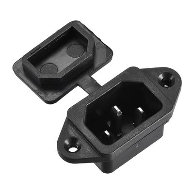 uxcell AC 250V 10A 3P Iec320 C14 Inlet Plug Power Socket Black W Cover 1Set