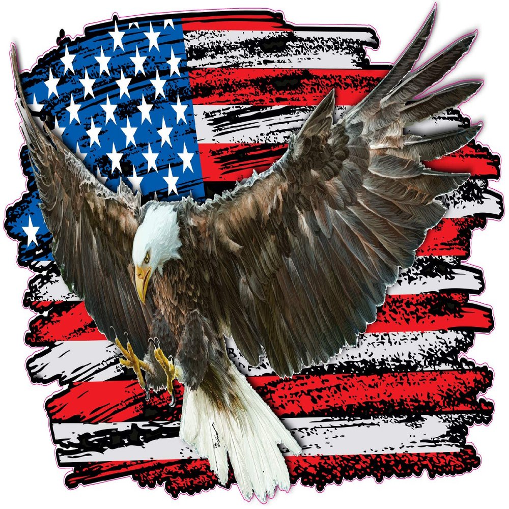 Eagle Worn American Flag Decal from The United States (48" x 29")