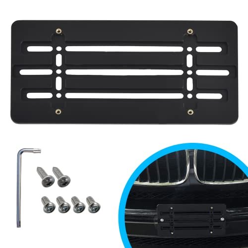 Front Bumper License Plate Bracket for BMW 2000-2026, Plate Holder Set w 6 Unique Screw Bolts & Wrench Kit, License Tag Mounting Kit, Quality Plate Holders, Premium Car & Truck Accessories