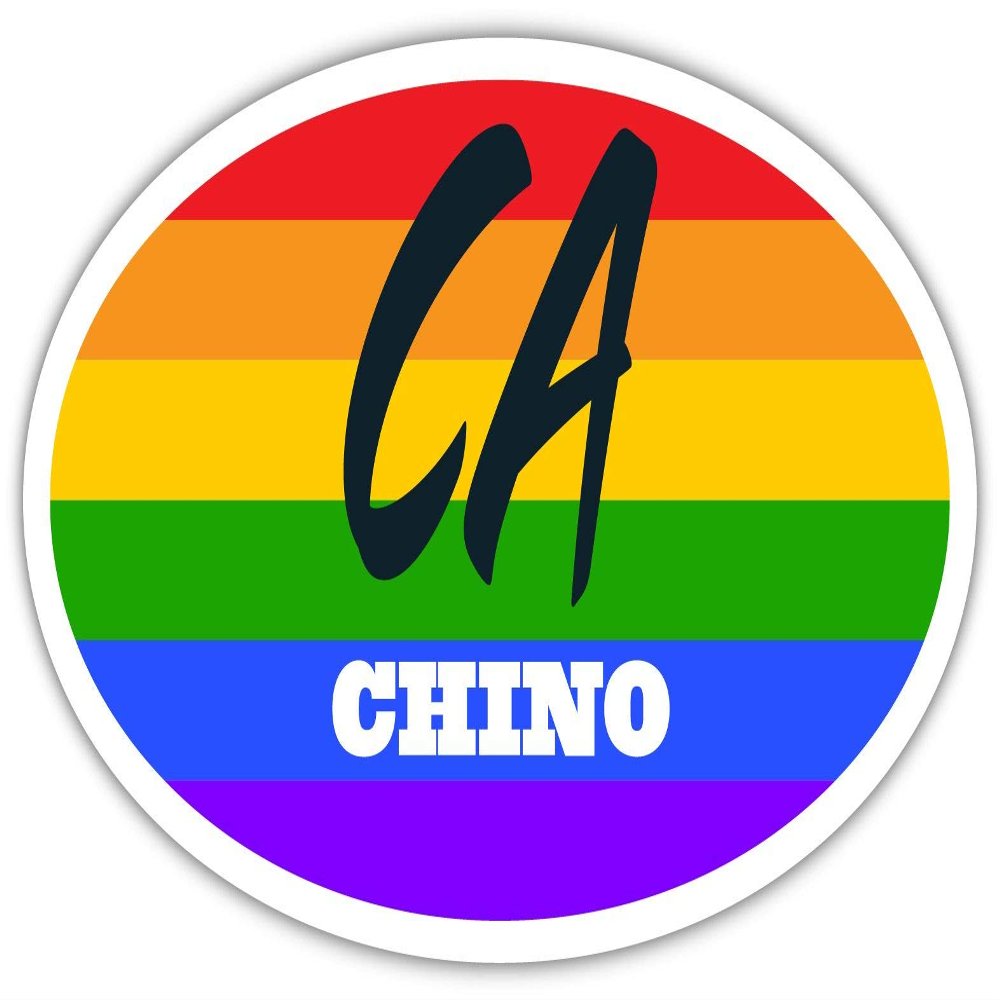 Chino CA California San Bernardino County Rainbow Pride Flag 6 Stripes Pride Flag Euro Decal Bumper Sticker 3M Vinyl 3" x 5"