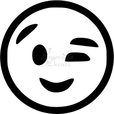 Roseville Decals Smiley Face Winking Wink Vinyl Decal Sticker for Home Office Decor Vehicle Window Sign Size- [6 inch] / [15 cm] Tall and Color- Matte Black
