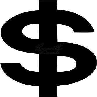 Roseville Decals Money Dollar Sign Vinyl Decal Sticker for Home Office Decor Vehicle Window Sign Size- [20 inch] / [50 cm] Tall and Color- Matte White