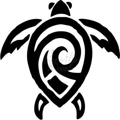 Roseville Decals Tribal Sea Turtle Reptile Vinyl Decal Sticker for Home Office Decor Vehicle Window Sign Size- [6 inch] / [15 cm] Wide Color- Gloss White