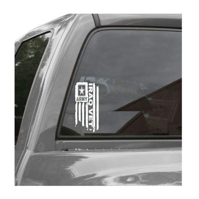 Edward & Co Sticker Distressed United States Army Flag Iraq Vet Decal Military for Car Truck Window Laptop Bumper US 3.0 x 4.6 in (Yellow)