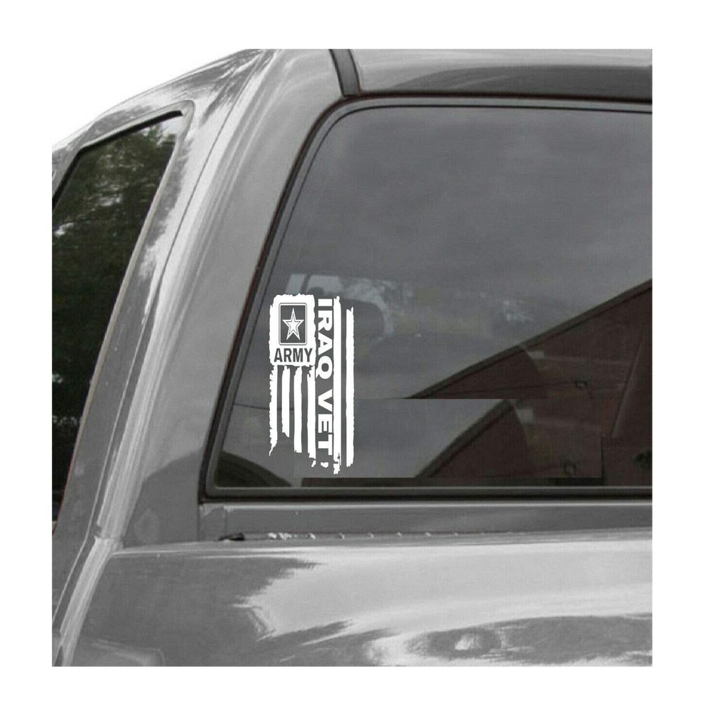Edward & Co Sticker Distressed United States Army Flag Iraq Vet Decal Military for Car Truck Window Laptop Bumper US 3.0 x 4.6 in (Yellow)