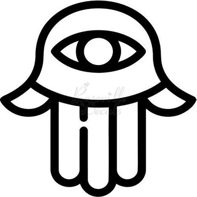 Roseville Decals Hamsa Hand Palm Amulet Vinyl Decal Sticker for Home Office Decor Vehicle Window Sign Size- [6 inch] / [15 cm] Tall and Color- Gloss White