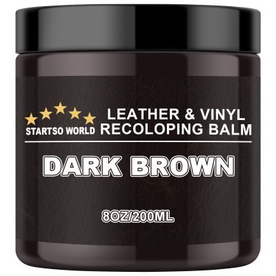 STARTSO WORLD Leather Recoloring Balm, Dark Brown Leather Repair Kit for Furniture, Leather Dye, Leather Color Restorer for Couches, Leather Couch Paint | Repair, Restore Faded & Scratched Leather