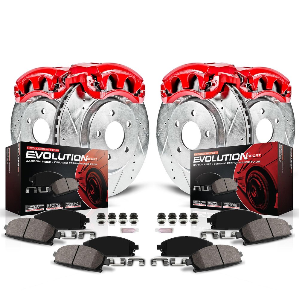 PowerStop Z23 Performance Brake Pad Rotor Caliper Kit Front & Rear KC5749A