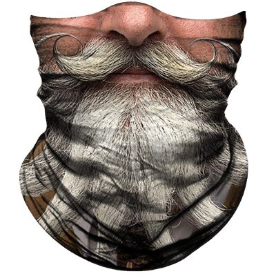 Obacle Bandana Face Mask for Women Men Dust Wind Sun Protection Seamless Bandana Mask for Rave Festival Motorcycle Riding Biker Outdoor Running 3D Tube Mask (Men with White Beard)