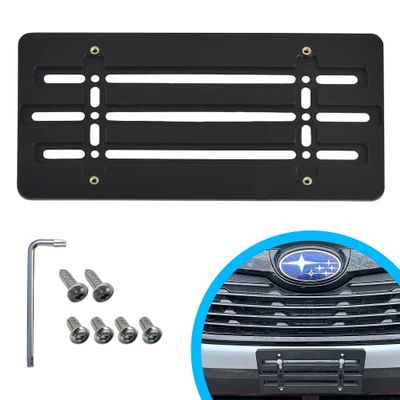 Front Bumper License Plate Bracket for Subaru 2000-2026, Plate Holder Set w 6 Unique Screw Bolts & Wrench Kit, License Tag Mounting Kit, Quality Plate Holders, Premium Car & Truck Accessories