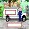 Personalized Friendly Folks Service Van, White - Male Small Spinning Key Chain view 2