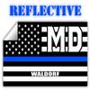 Waldorf MD Maryland Charles County Thin Blue Line Stealthy USA Flag - Honoring Law Enforcement Officers Flags - Blue Lives Matter Euro Decal Bumper Sticker Reflective 3M Vinyl 3" x 5" view 1