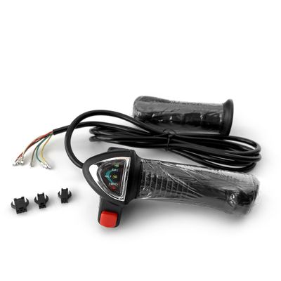 L-faster 24V/36V/48V Bicycle Gas Throttle Twist Throttle LED Indicator Lithium Voltage Indicator Scooter Grip (36V)