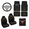 AAC FANMATS NCAA Carpet Floor Mats Bundle with Seat Covers, 3D Decal Sticker and Steering Wheel Cover for Texas Longhorns Fans Officially Licensed(8 Items) view 1