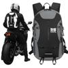 Reflective Motorcycle Backpack Hi Viz EDC Commuter Bag for Riders, Night Travel, and Daily Use with Helmet Holder, Laptop Compartment, Ventilated Back, Urban Gear (black backpack) view 1