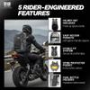 Reflective Motorcycle Backpack Hi Viz EDC Commuter Bag for Riders, Night Travel, and Daily Use with Helmet Holder, Laptop Compartment, Ventilated Back, Urban Gear (black backpack) view 3