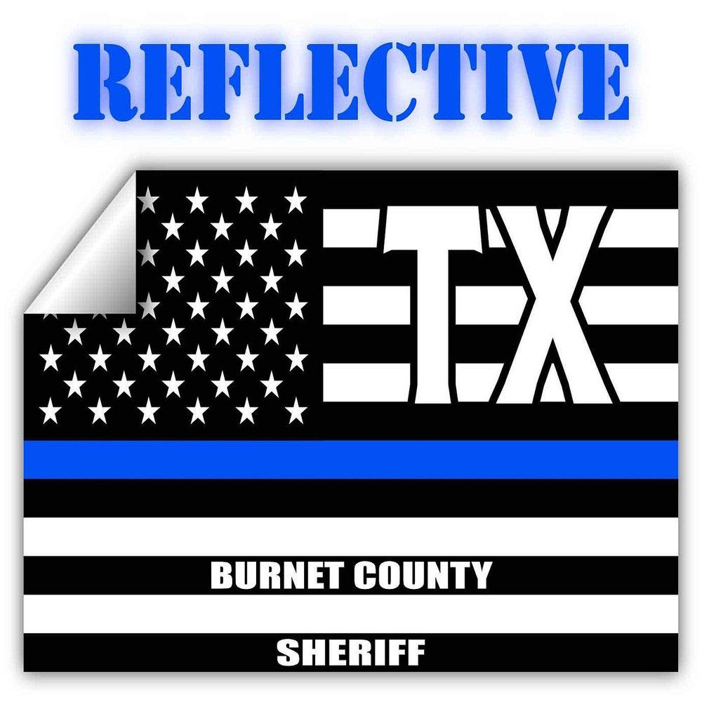 Reflective Burnet County Texas TX Thin Blue Line Stealthy Old Glory USA Flag | Honoring Law Enforcement Officers Sheriffs | County State Decal Bumper Sticker 3M Vinyl 3" x 5"