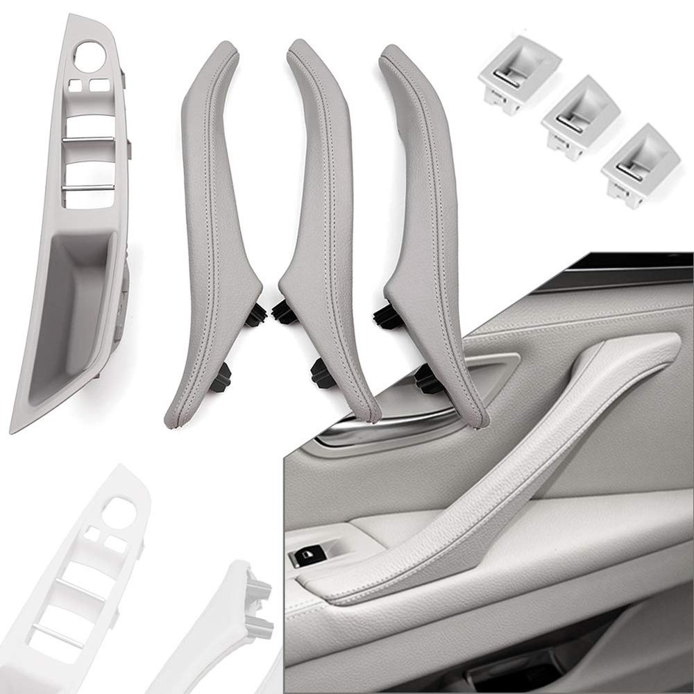 GZYF 7 PCS/Sets Door Pull Handle, Door Handle Inner Part Door Support Bracket Door Panel Handle for BMW 5-Series F10 F11 F18 2010-2017, Gray