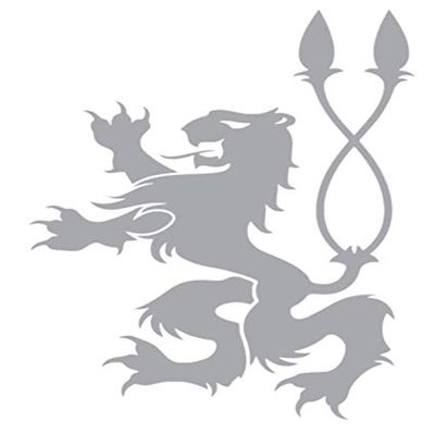 Lion Heraldic Animal Double Tail y1104 Vinyl Sticker Decals (Pack of 2) for Car Window Laptop Phone Tablet (10" x 8", Silver)