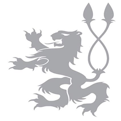 Lion Heraldic Animal Double Tail y1104 Vinyl Sticker Decals (Pack of 2) for Car Window Laptop Phone Tablet (10" x 8", Silver)