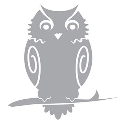 Owl Silhouette Halloween y1109 Vinyl Sticker Decals (Pack of 2) for Car Window Laptop Phone Tablet (6" x 5", Silver)