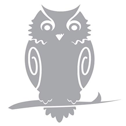 Owl Silhouette Halloween y1109 Vinyl Sticker Decals (Pack of 2) for Car Window Laptop Phone Tablet (6" x 5", Silver)