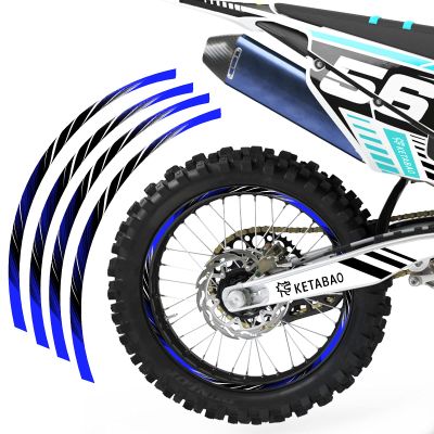 KETABAO MX Bike Rim Tape L02 Decals Stickers Protector 21 18 inch Compatible with KLX140G KLX230R KLX250 H T S SA (Blue)