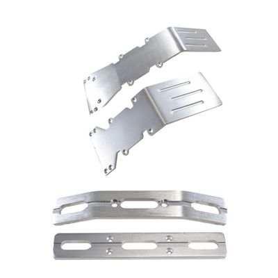 RC Raven RC Car Skid Plate for T-Maxx and E-maxx Brushed Aluminum Skid Plate Front and Rear with a Set of Brushed Aluminum Bumper Set- RC Car Upgrade Parts