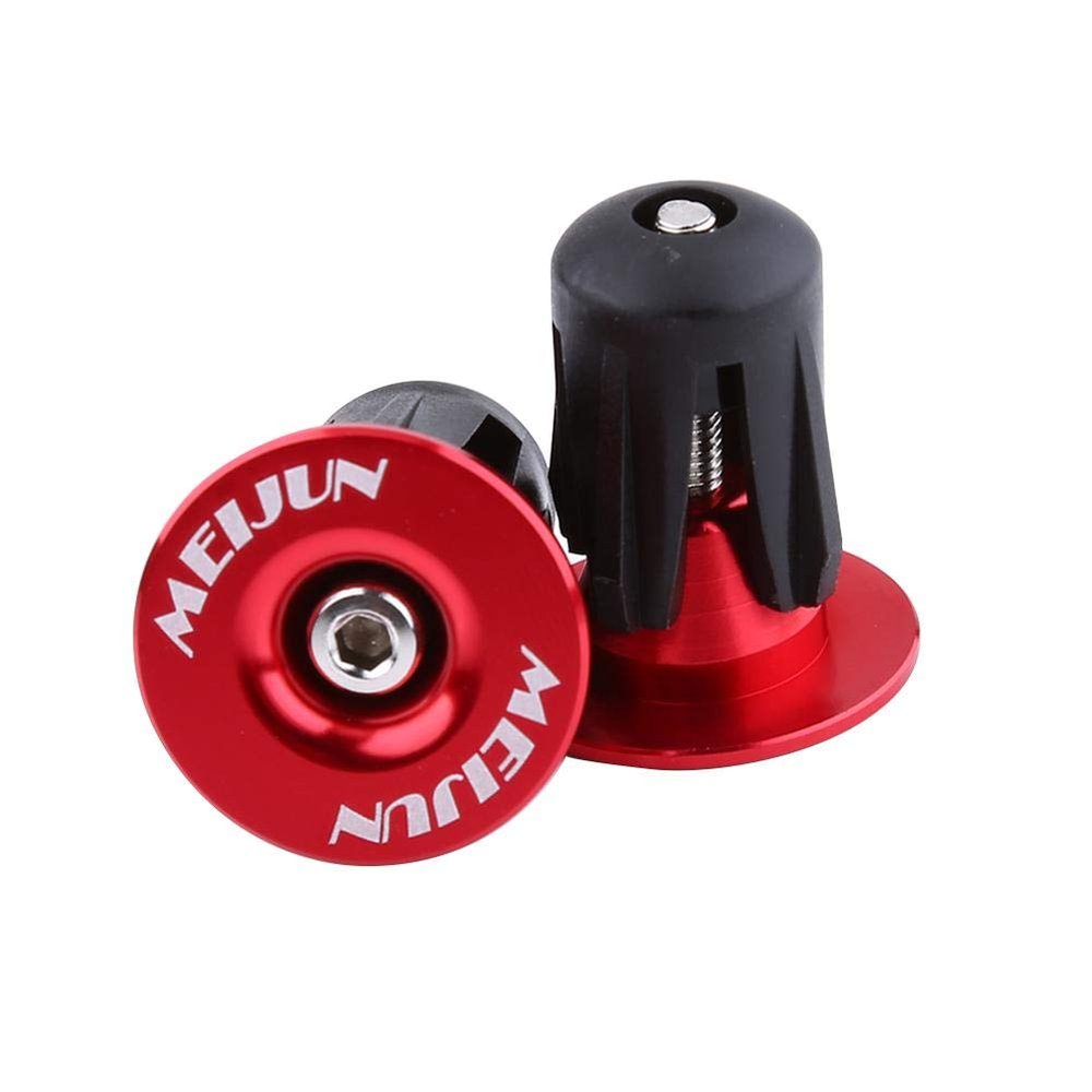 1 Pairs Bike Bar End Plugs, Colorful Aluminum Handlebar End Plugs Bike Handlebar Caps Handlebar Grips Bike Accessory for Road Bike BMX Handlebar Ends(Red)