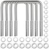 4 Sets 304 Stainless Steel Square U Bolt,U Bolts 3 inch Wide,1/2" D x 3-1/16" W x 4-5/16"L U-Bolts for Boat Trailer with Nuts and Washers, for Automobiles Trailer, Ski Boat view 1