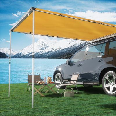 Timber Ridge Car Awning Camper Awning 8.2X6.5ft Truck Tent Waterproof PU10000mm UV50+ Rooftop Overland Camping, Retractable Side Tent Shade for Car/SUV/Truck/Van, Beige