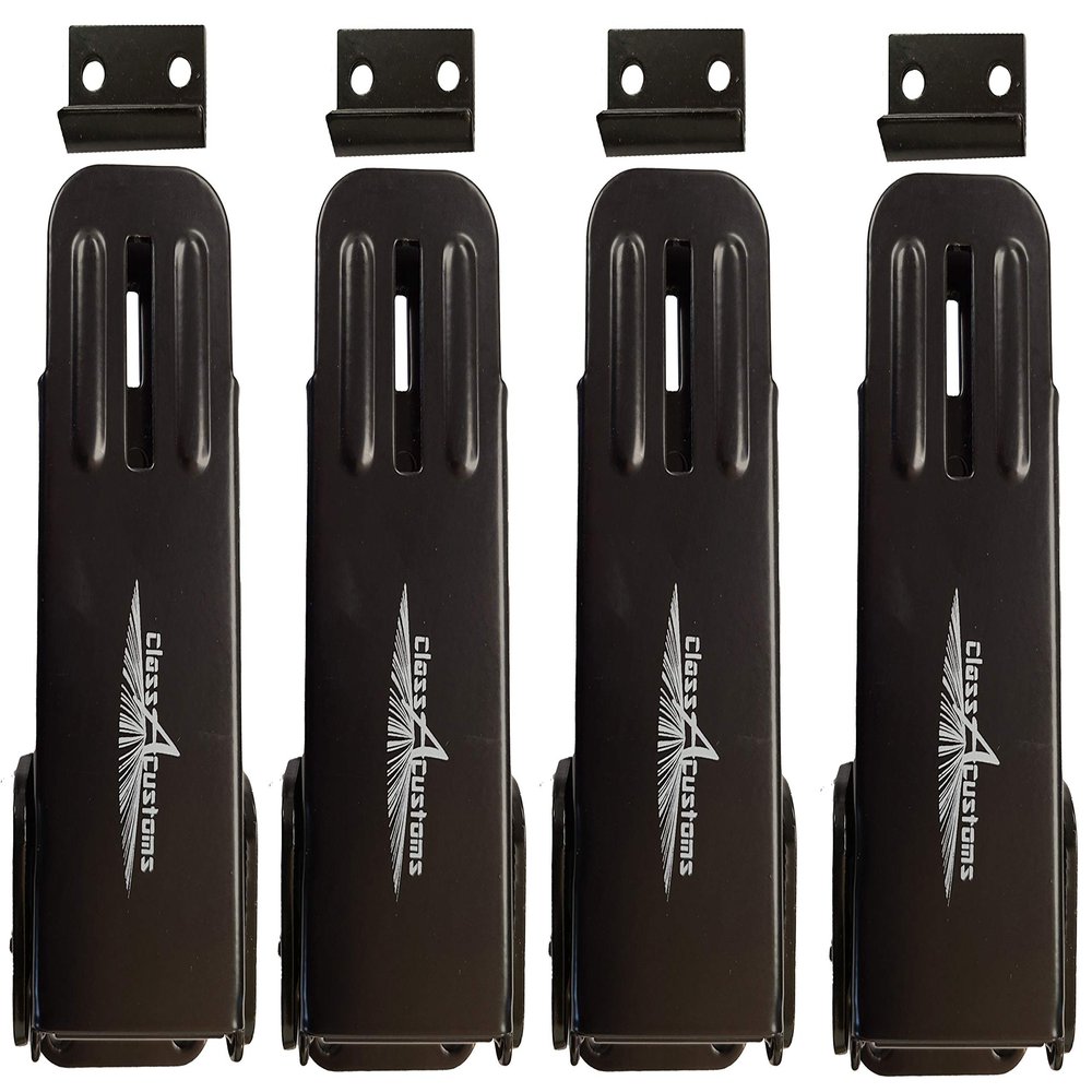 Class A Customs | Four (4) Pack of Black Non-Locking Fold Down Camper Latch and Catch | with Black Screws