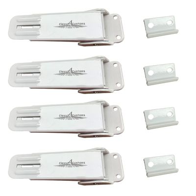 classAcustoms | Four (4) Pack of White Non-Locking Fold Down Camper Latch and Catch | with Screws
