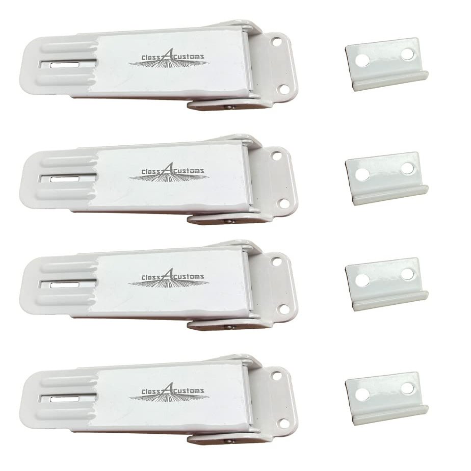 classAcustoms | Four (4) Pack of White Non-Locking Fold Down Camper Latch and Catch | with Screws