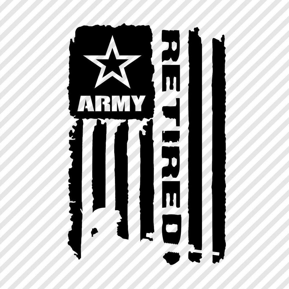 Edward and Co Sticker Distressed Army Retired Flag Decal United States Army Military for Car Truck Window Laptop Bumper US (Matte Black,3.5 inch x 5.5 inch )