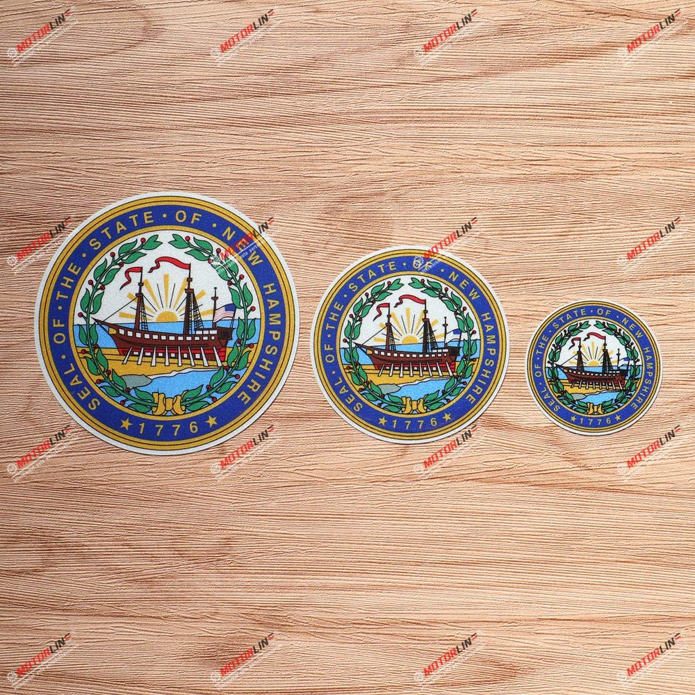 New Hampshire State Seal Vinyl Decal Sticker - Set of 3 Reflective, 2 Inches, 3 Inches, 4 Inches