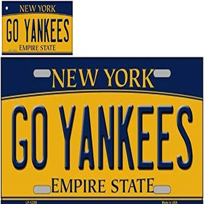 GO Yankees Metal Key Chain and Vanity License Plate Combination