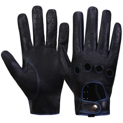 MGGMOKAY Mens Unlined Leather Driving Gloves,BlackBule,Large