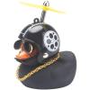 wonuu Rubber Duck Car Decorations Black Duck Car Dashboard Ornaments with Propeller Helmet (Black-Retro Movies) view 1