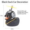 wonuu Rubber Duck Car Decorations Black Duck Car Dashboard Ornaments with Propeller Helmet (Black-Retro Movies) view 3