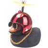 wonuu Rubber Duck Car Decorations Black Duck Car Dashboard Ornaments with Propeller Helmet (Black-Brilliant Red) view 1