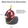 wonuu Rubber Duck Car Decorations Black Duck Car Dashboard Ornaments with Propeller Helmet (Black-Brilliant Red) view 3